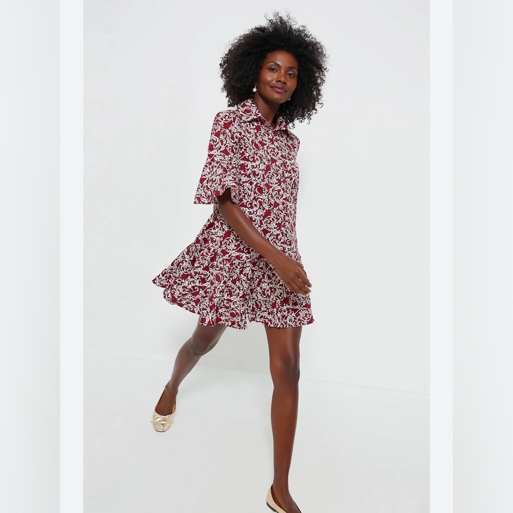Tuckernuck Maroon Vera Floral Dress Small Hyacinth house